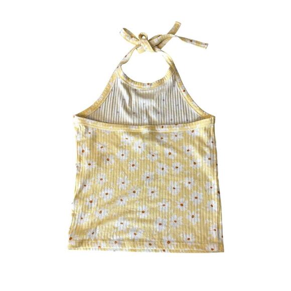 Y2K-inspired yellow and white daisy halter top women's size medium - Picture 2 of 4